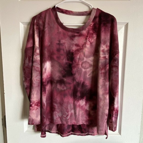 Women's NWT Derek Heart purple Pink tie dye cross back knit cozy top size XL - Picture 2 of 6